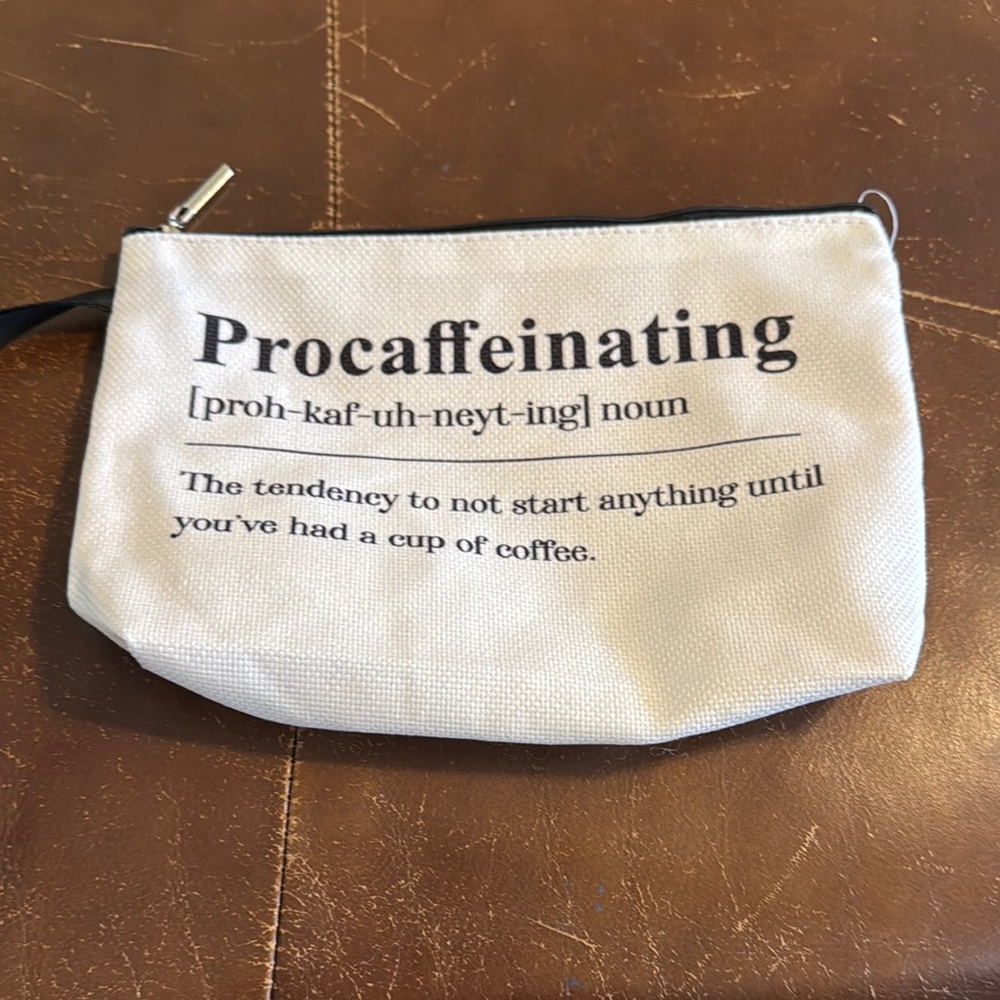 NWOT White Canvas Pouch with Zipper
